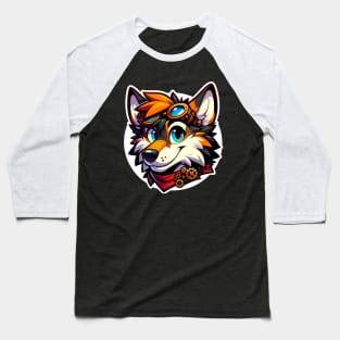 Steampunk Anthro Furry Wolf Art Baseball T-Shirt